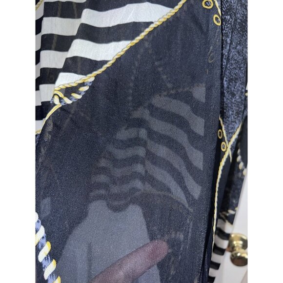 ST JOHN SPORT Nautical Print Mesh Mock Neck Long Sleeve Top Sz XL - Picture 15 of 16